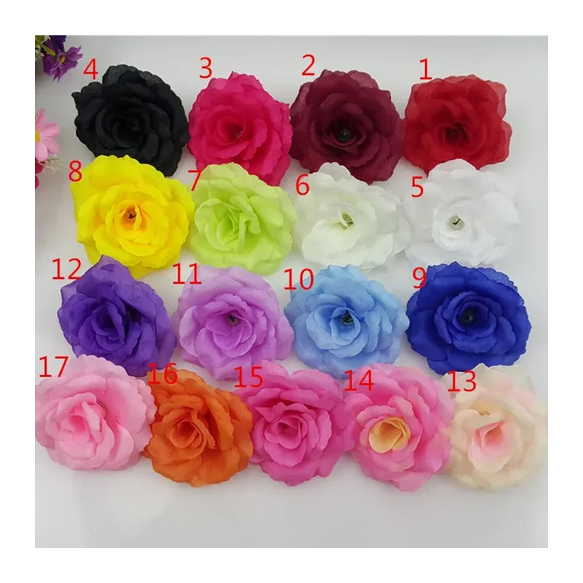 10er Set künstliche Seidenrosen von merylover in Rot und Mehrfarbig, Einzelstiel mit 8 cm Durchmesser zur Dekoration für Hochzeiten und Feiern - Bild 1
