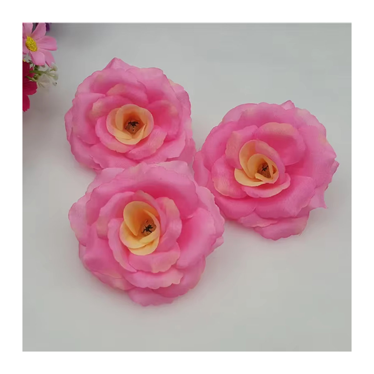 10er Set künstliche Seidenrosen von merylover in Rot und Mehrfarbig, Einzelstiel mit 8 cm Durchmesser zur Dekoration für Hochzeiten und Feiern - Bild 3