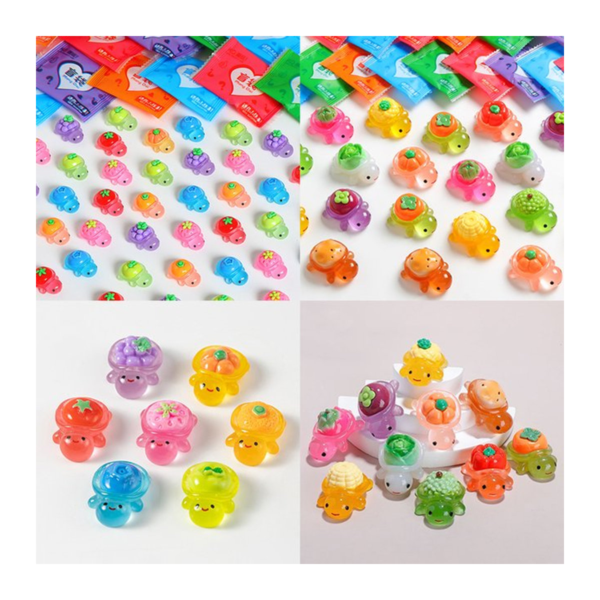 10er Set leuchtende Schildkröten aus Kunstharz als bunte Miniatur-Ornamente für Garten und Aquarium - Bild 1