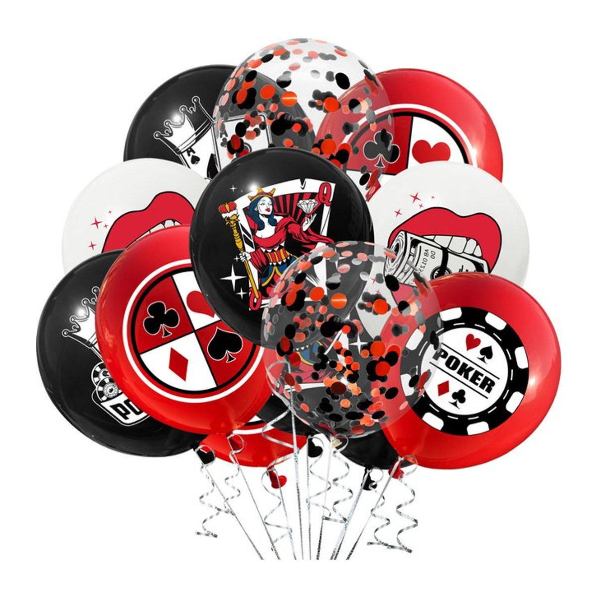 10er Set LQZZY Casino Party Luftballons in Rot und Schwarz für Las Vegas Poker und Geburtstag Dekoration - Bild 1