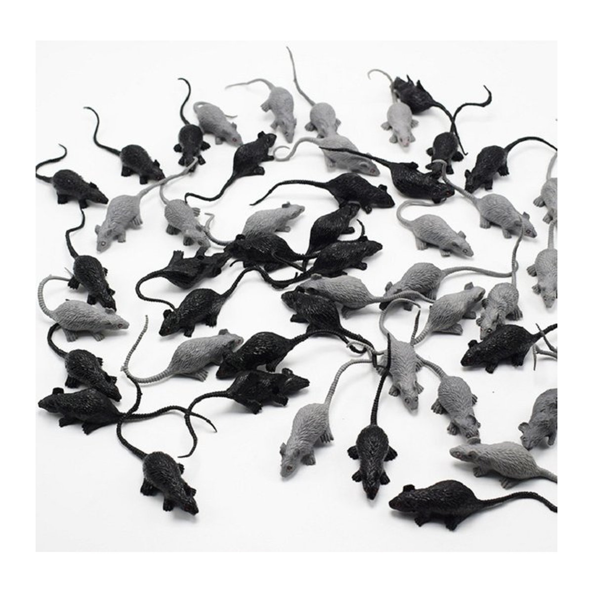 10er Set Meade Simulations-Spielzeug für Halloween mit Mini-Mäusen und Spinnen in Weiß und Grau aus Kunststoff - Bild 1