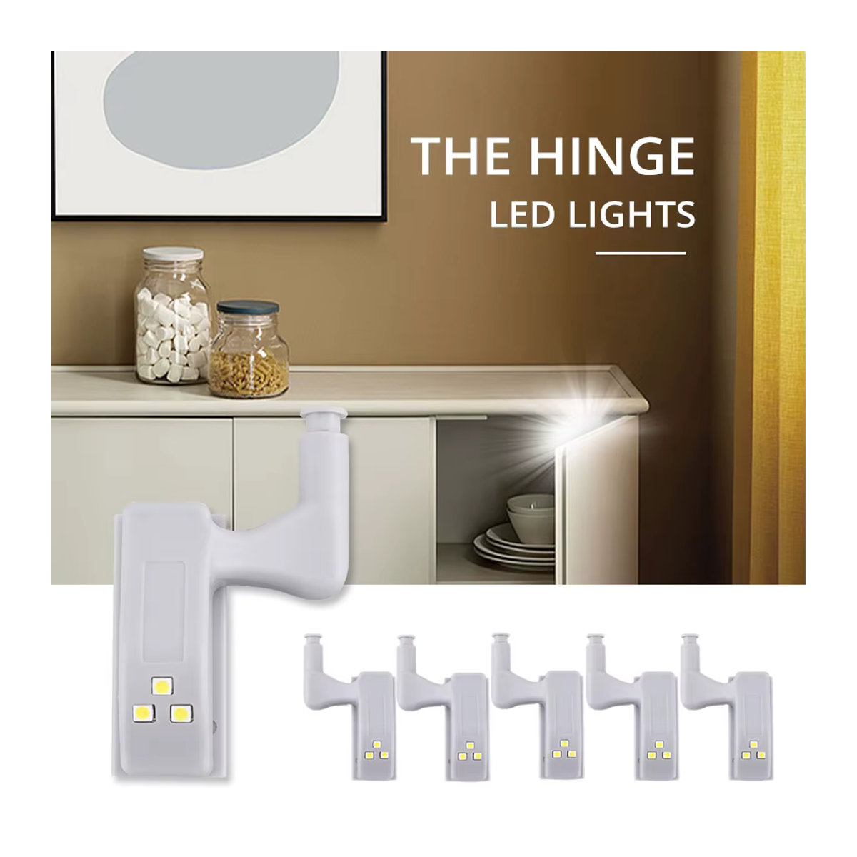 10er Set MeeToo LED-Innenscharnierleuchten mit Sensor in Weiß, Kaltweiß, minimalistische Möbelbeleuchtung für Schrank und Küche - Bild 5