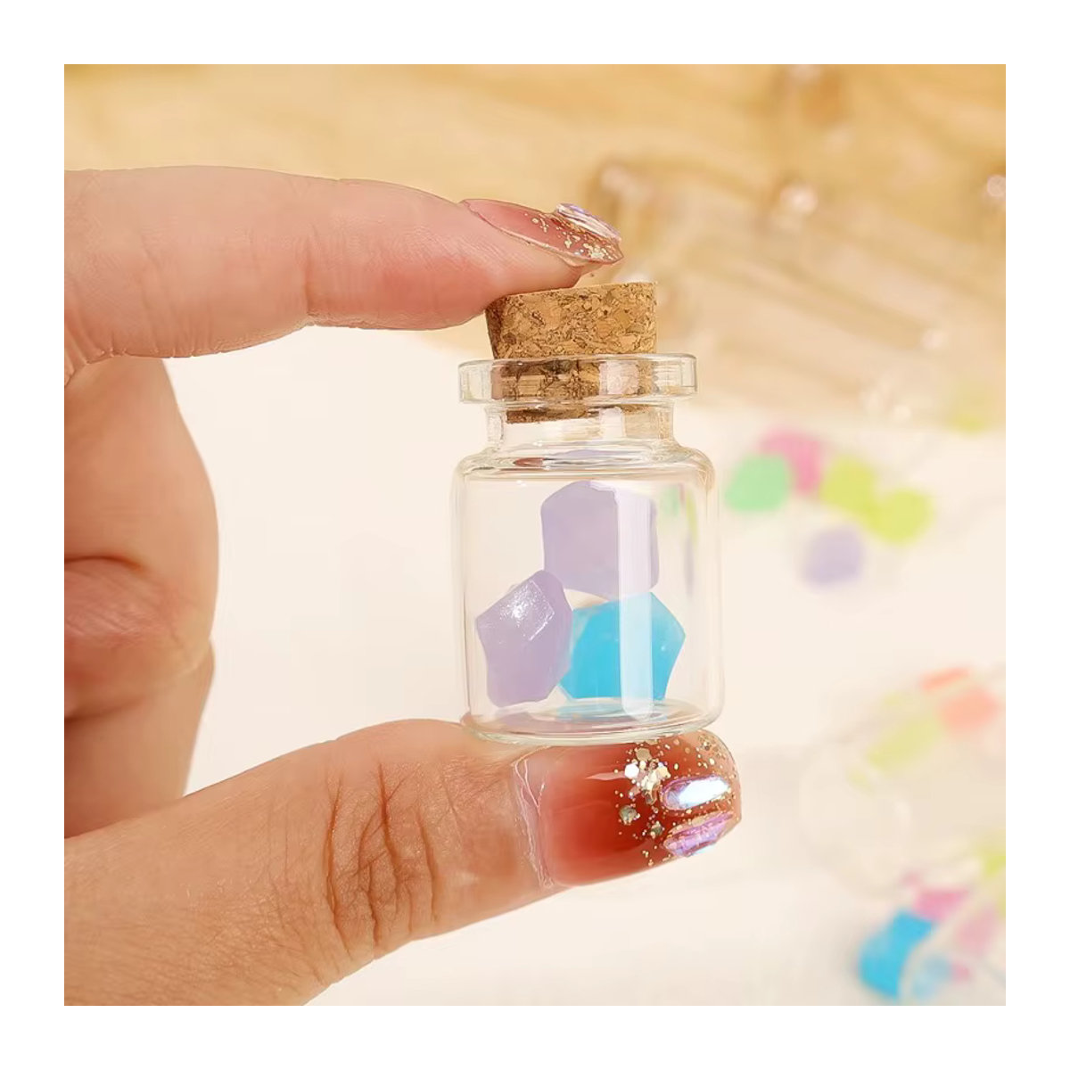 10er Set Mini Glasflaschen mit Korken in Transparent, kleine Glasfläschchen für DIY Dekoration und Wunschflaschen, 5 ml bis 20 ml - Bild 2