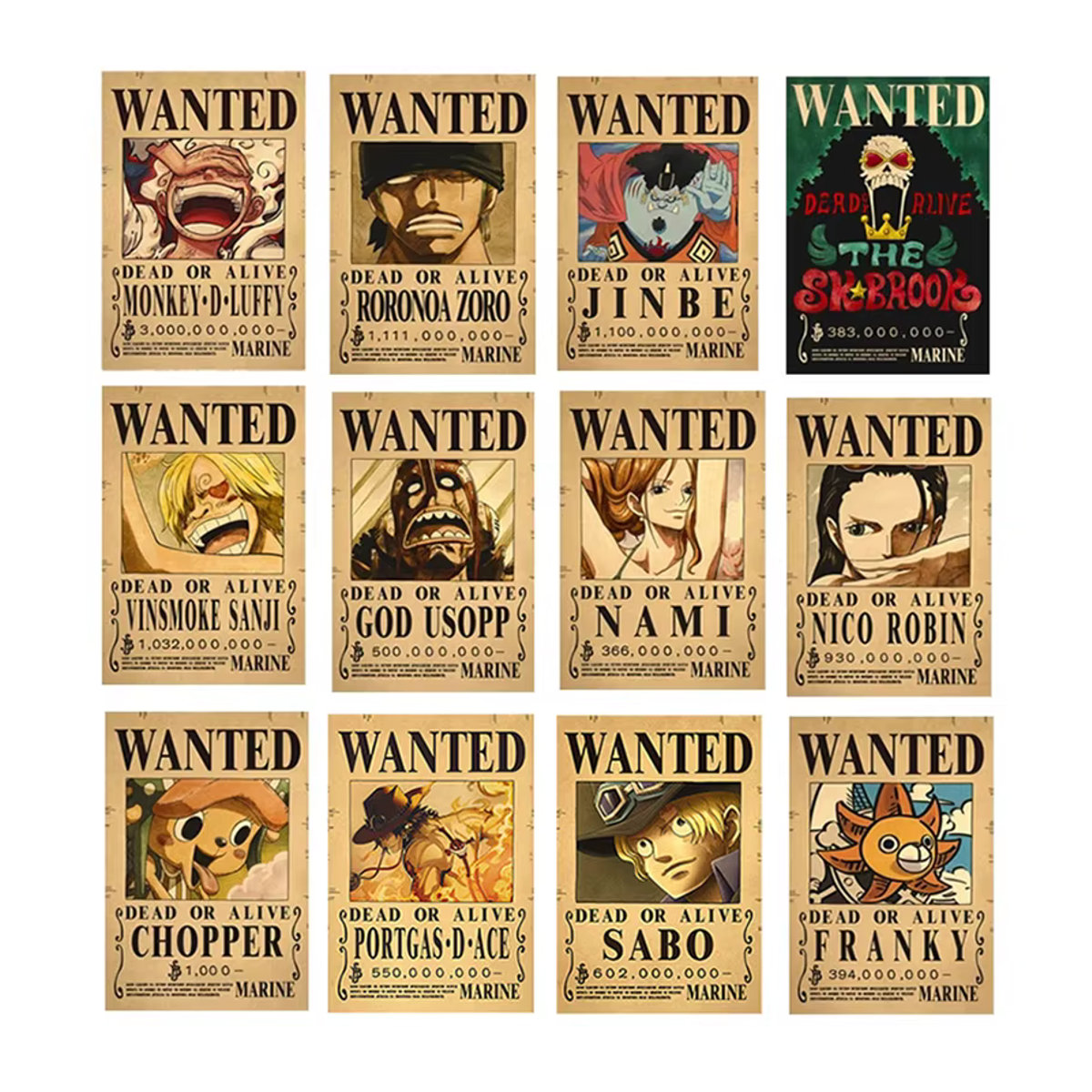 10er Set One Piece Anime Vintage Poster mit Ruffy und Zoro Wanddekoration aus Papier, mehrfarbig - Bild 4