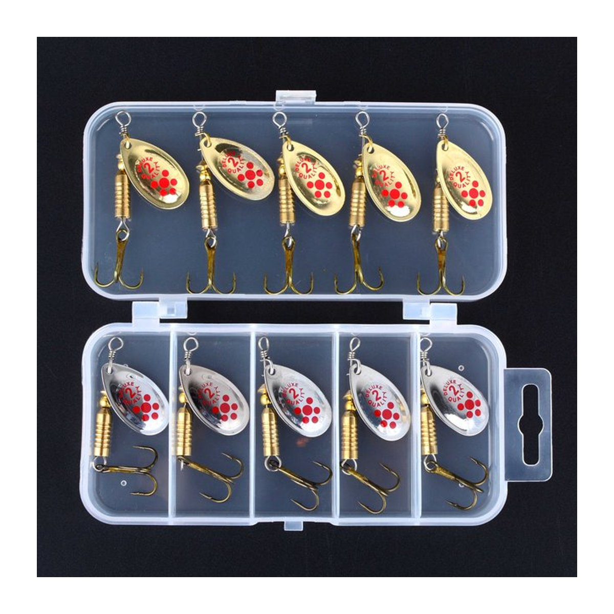 10er-Set rotierende Metallpailletten von FTK in Gold und Silber mit Haken für dekorative Zwecke - Bild 1