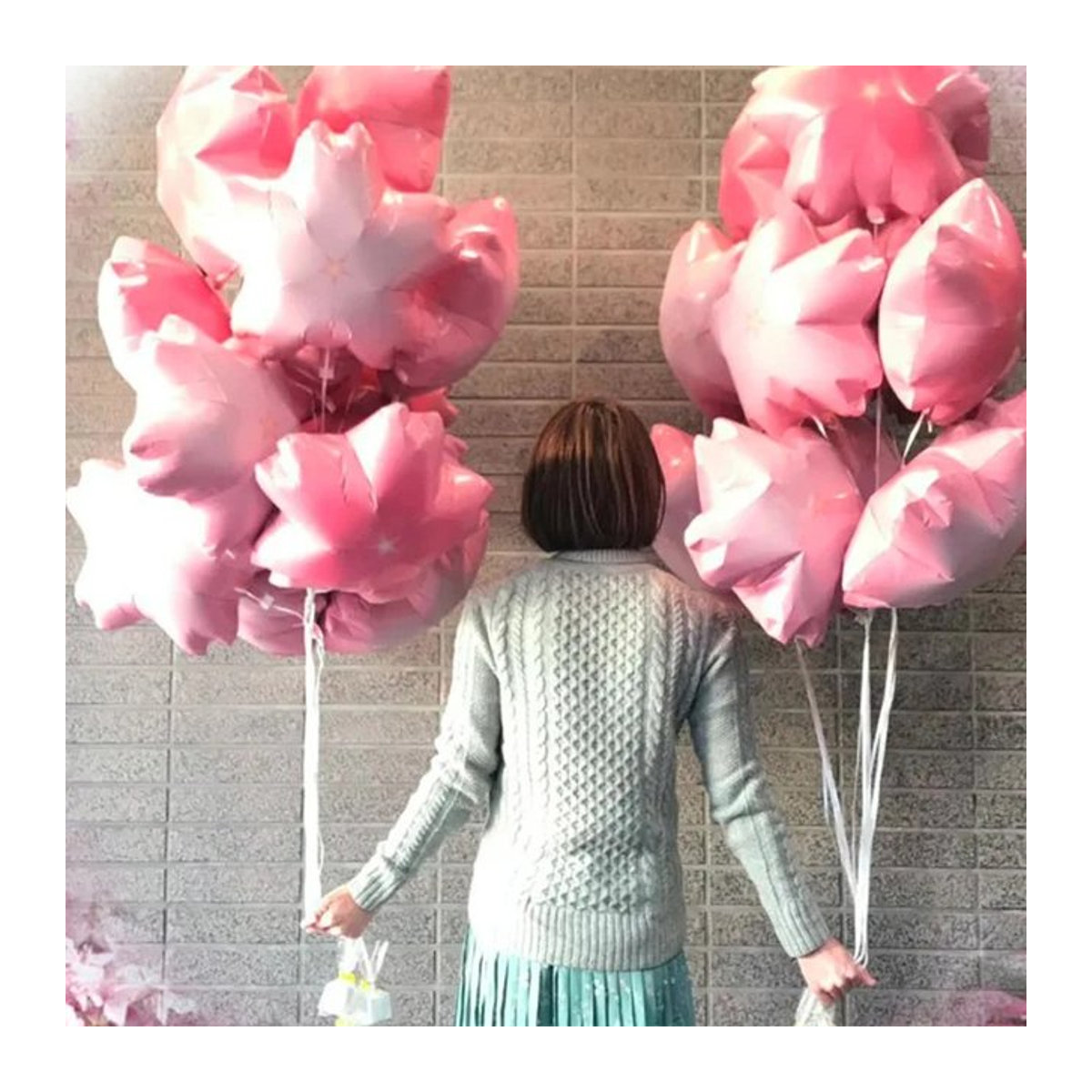 10er Set Sakura Kirschblüte Aluminiumfolienballons in Rosa für Hochzeit, Geburtstag und Party Dekoration von LQVYI - Bild 1