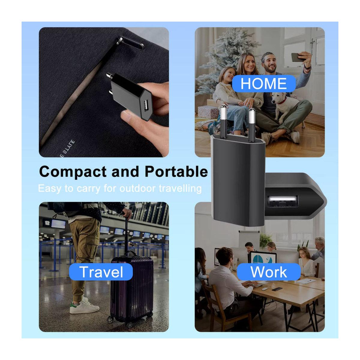 10er Set TAQKRED Universal USB Wandladegerät 5W EU Stecker in Schwarz für iPhone und Redmi Smartphones - Bild 6