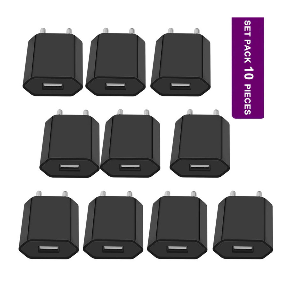 10er Set TAQKRED Universal USB Wandladegerät 5W EU Stecker in Schwarz für iPhone und Redmi Smartphones - Bild 7