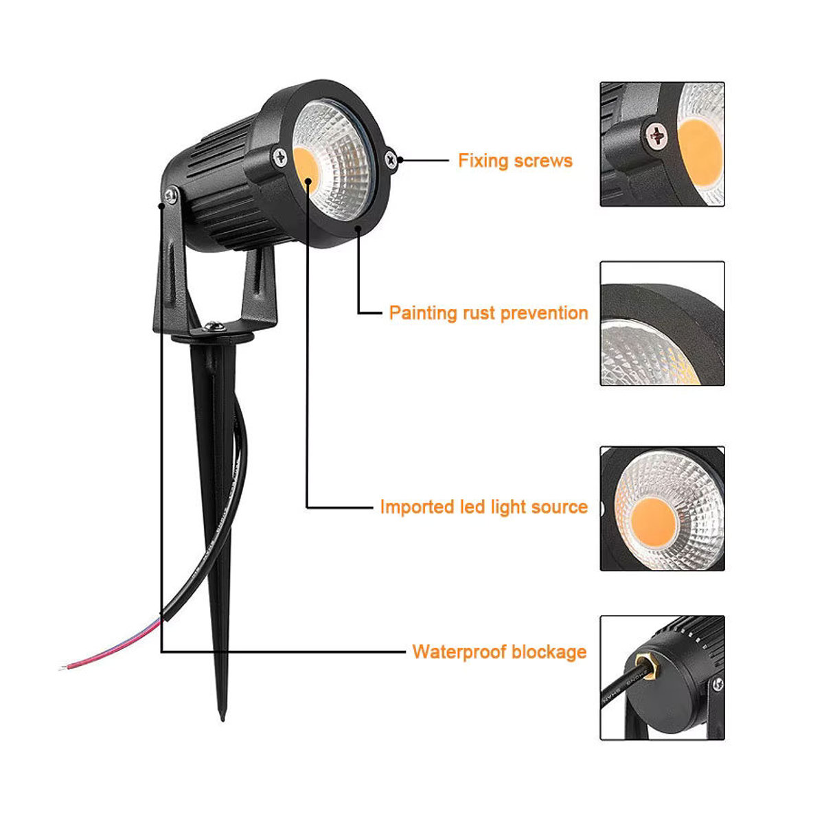 10er Set Teetealy LED Wegeleuchten IP65 wasserdicht für Garten und Landschaft in Schwarz und Gelb - Bild 3