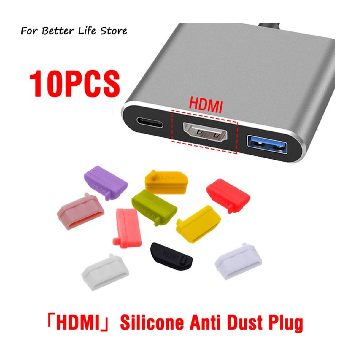10er Set universelle Staubschutzstecker aus weichem Silikon für USB und HDMI Anschlüsse in Rosa und Bunt - Bild 1