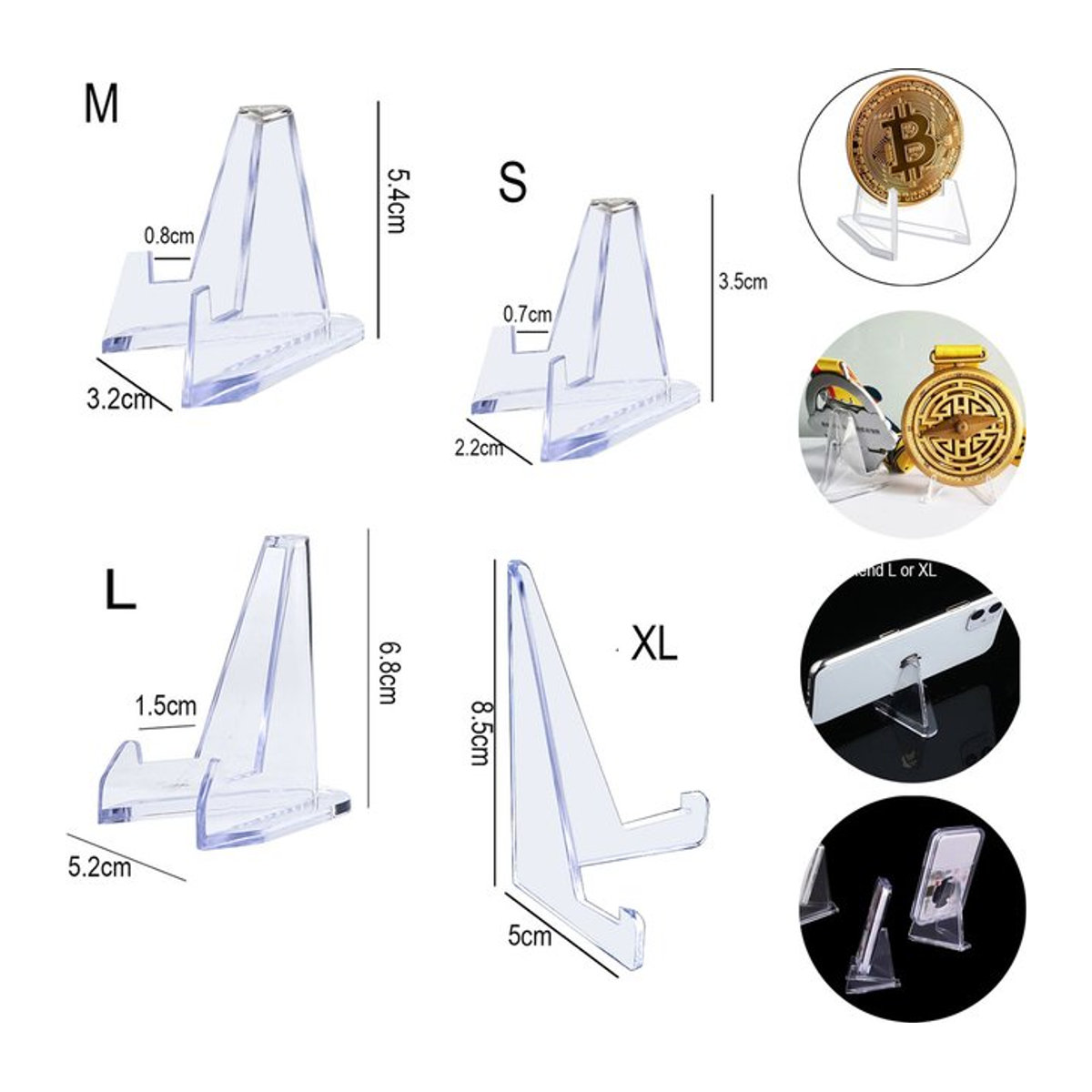 10er Set VCC Acryl Display Halter Transparent Geometrisches Dreieck für Münzen Fotos und Karten - Bild 1