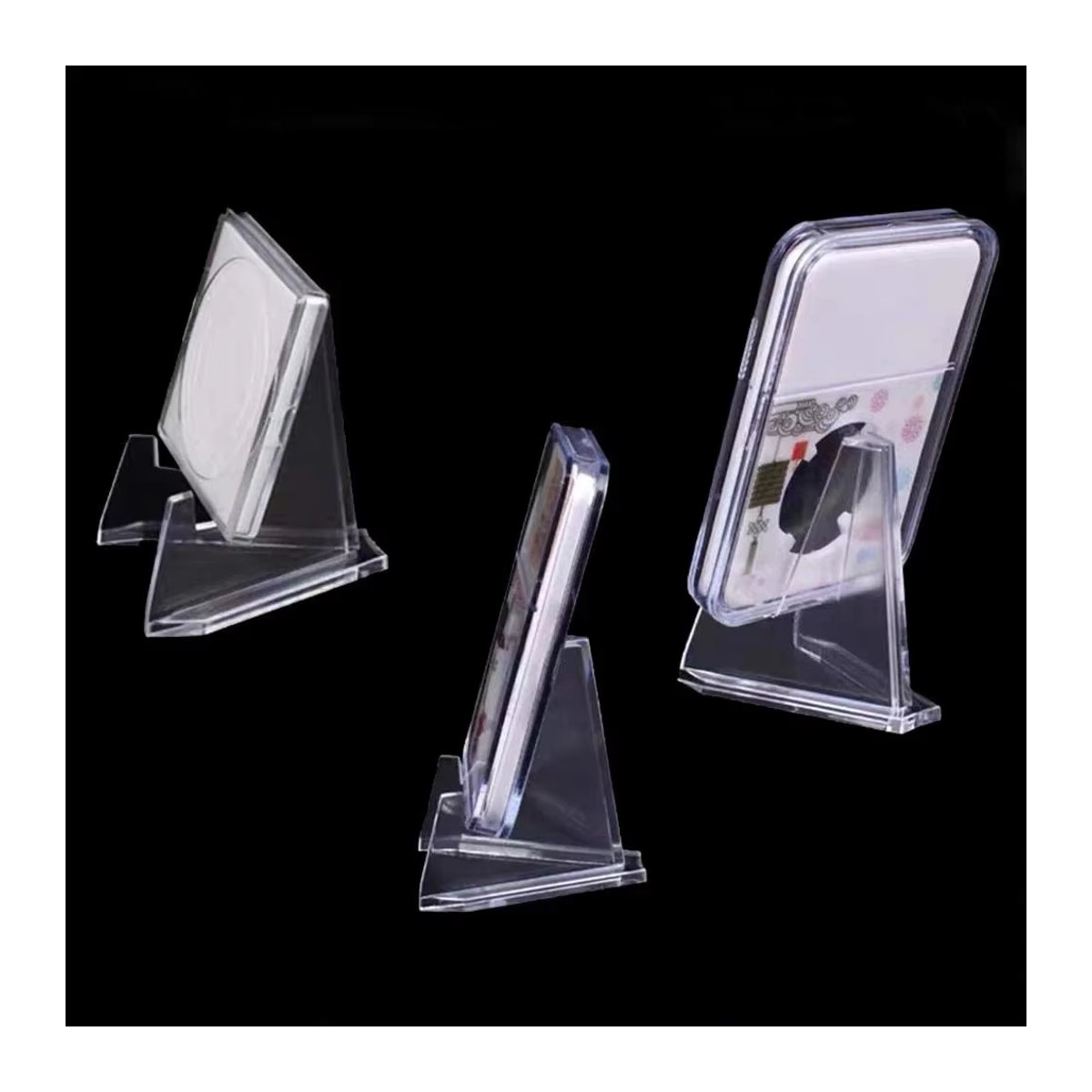 10er Set VCC Acryl Display Halter Transparent Geometrisches Dreieck für Münzen Fotos und Karten - Bild 4