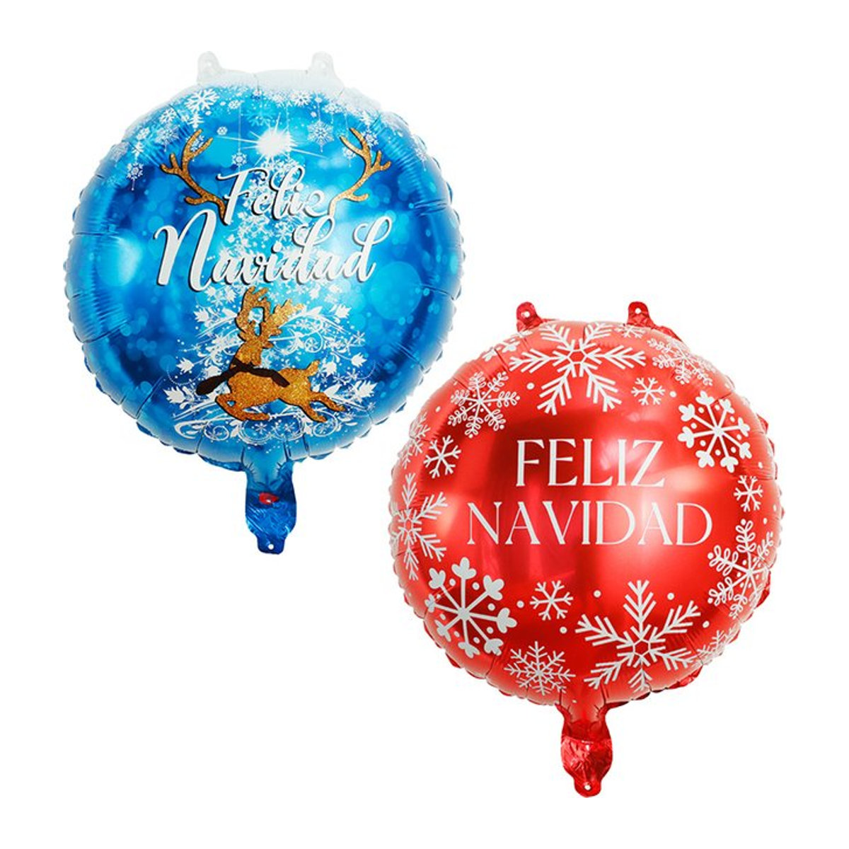 10er Set Weihnachts Folienballons Disney Motiv mit Santa Claus und Feliz Navidad, rund, Durchmesser: 45,72 cm, mehrfarbig - Bild 1