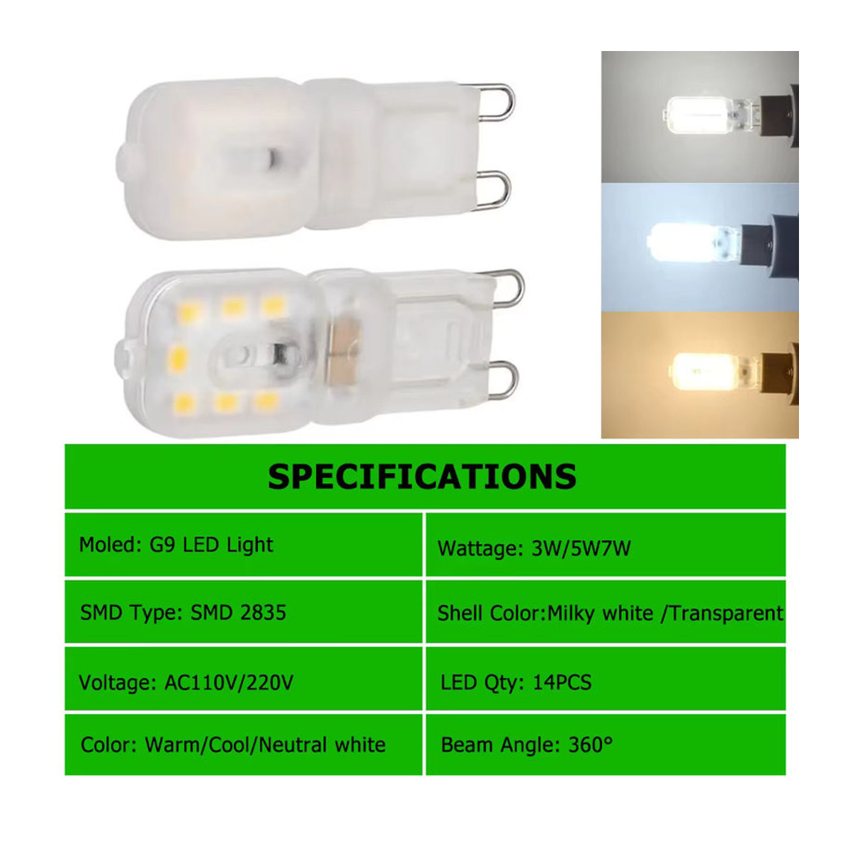 10er Set YORYZENG G9 LED Lampen dimmbar mit Aluminium Gehäuse in Transparent oder Milchweiß für dein Zuhause - Bild 3