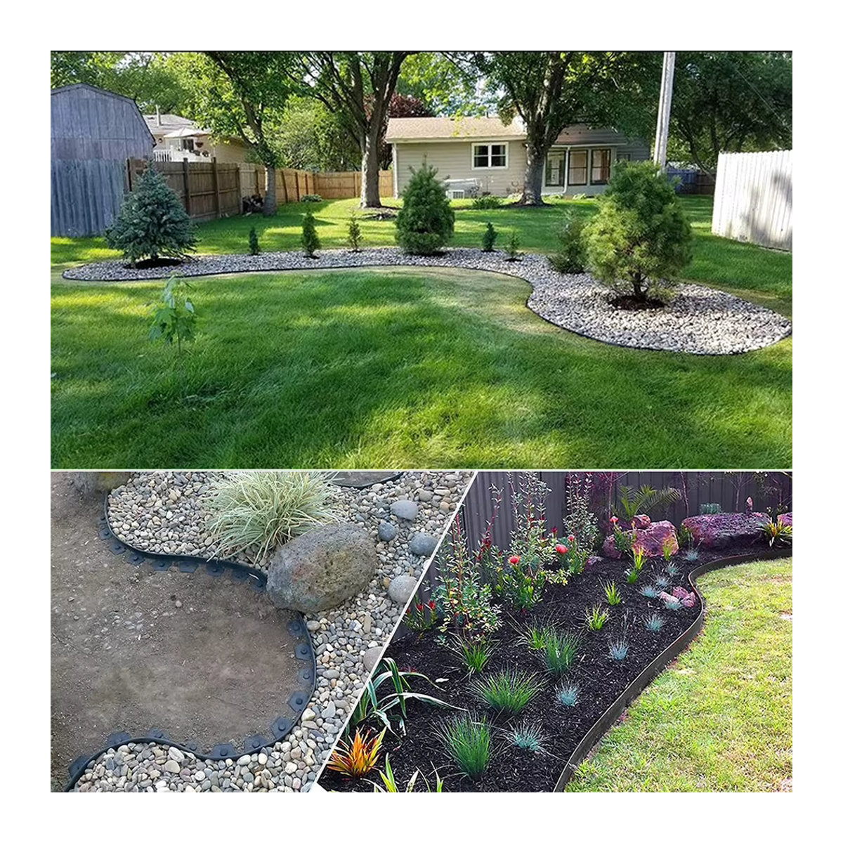 10m Flexible Rasenkante aus Kunststoff inklusive 30 Pfählen zur Abgrenzung von Blumenbeeten und Pflasterungen im Garten - Bild 3