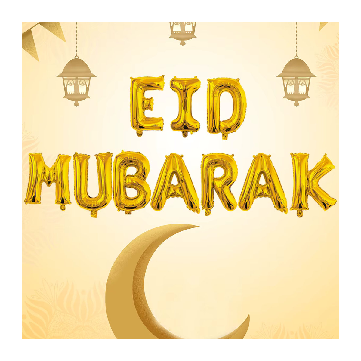 11 Stück Eid Mubarak Buchstabenballons Set in Gold mit Schnur für Ramadan und Eid al-Fitr Dekorationen, 16 Zoll - Bild 2