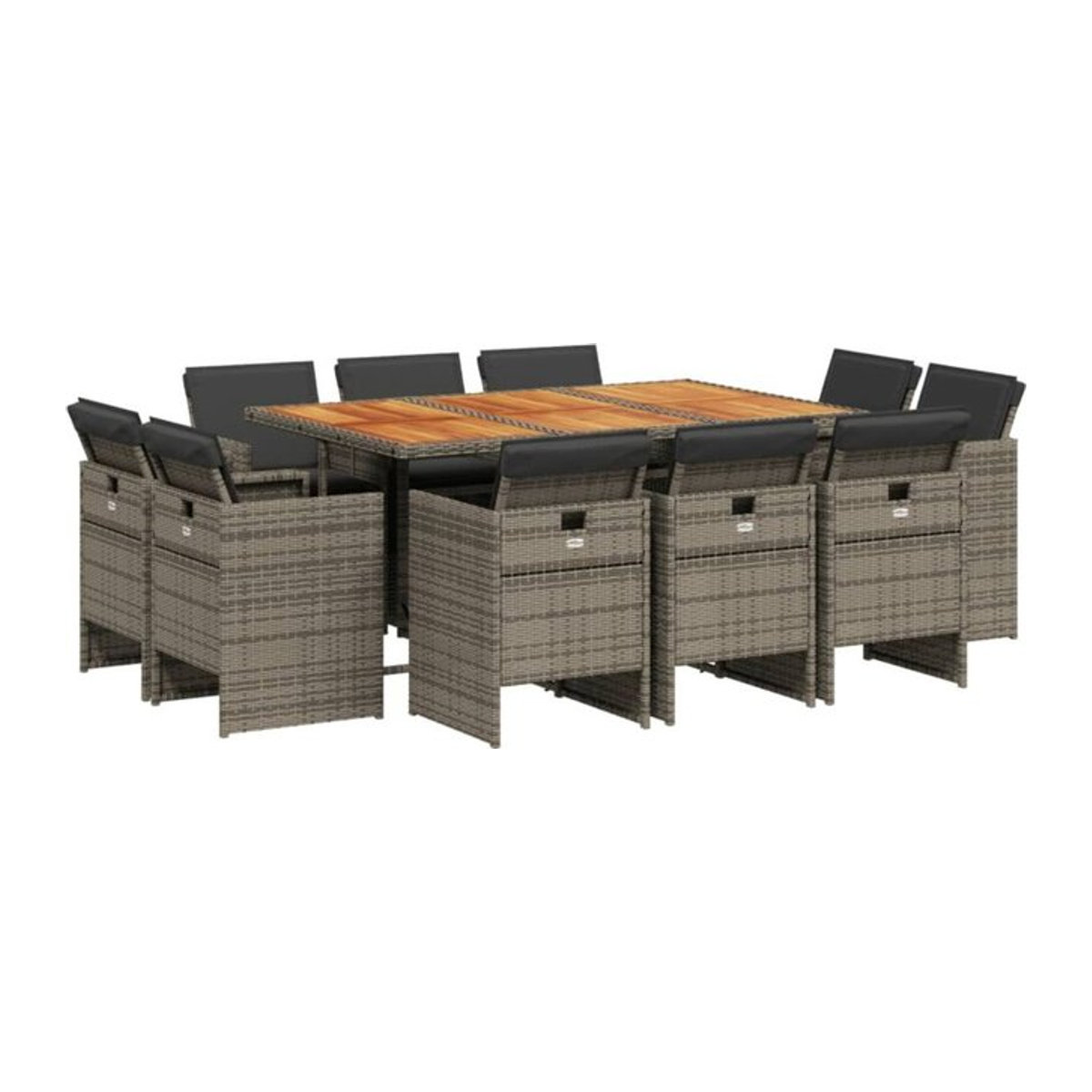 11-teilige moderne Garten-Essgruppe aus Poly-Rattan mit Kissen in Grau von vidaxl - Bild 1