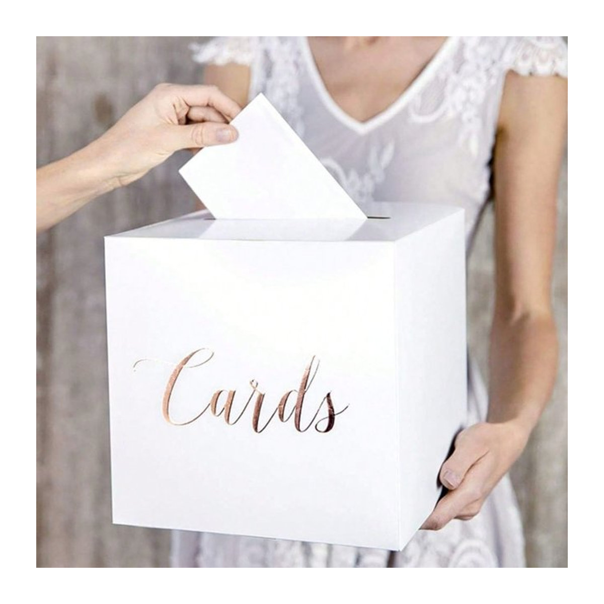 11-teiliges Set aus weißer Kartenbox mit Goldfolien-Design und 10 Grußkarten aus Papier für Hochzeiten und besondere Anlässe - Bild 1
