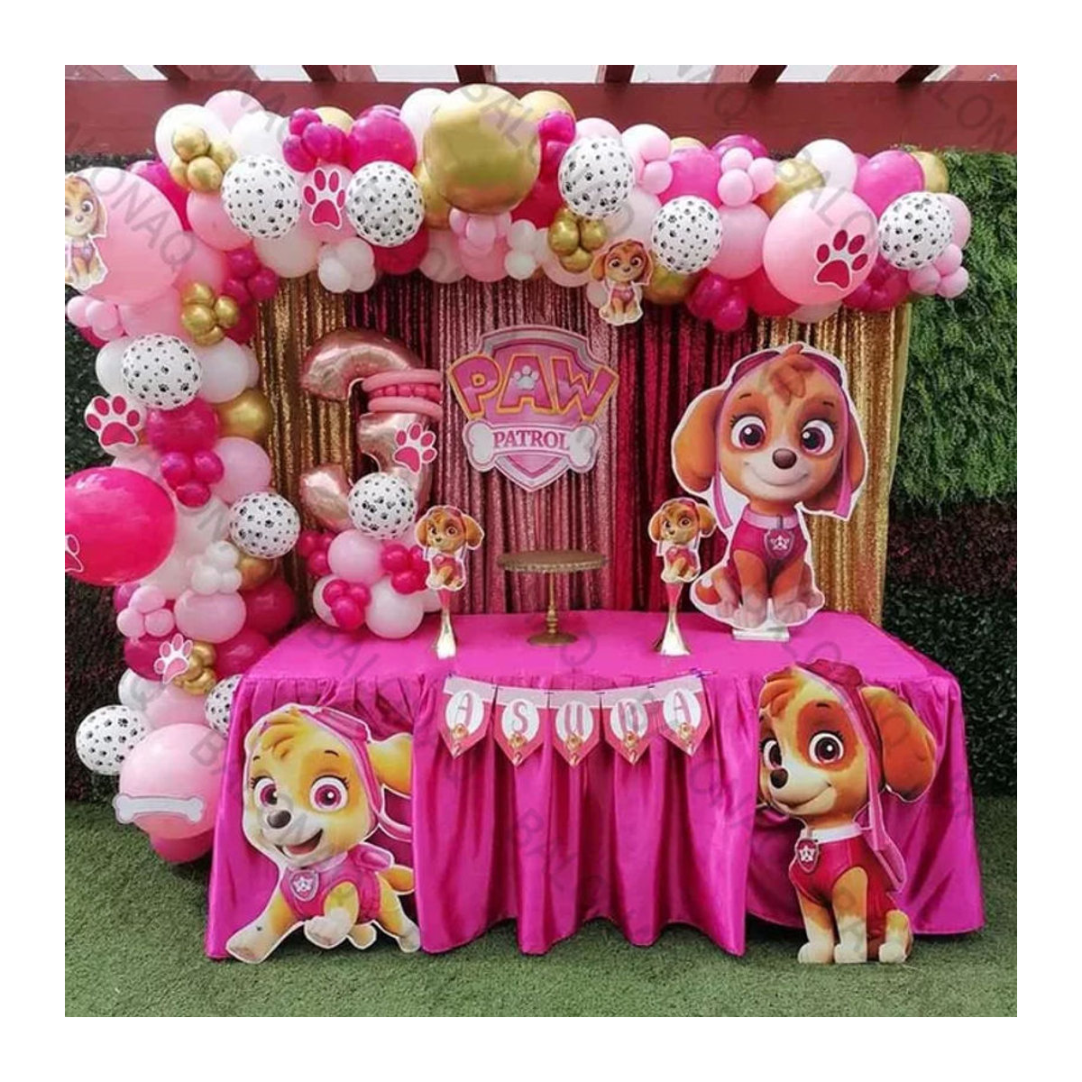 114 Stück PAW Patrol Folienballons Set in Rosa mit Zahlenballons für deine Geburtstagsparty und Babyparty mit Chase und Skye - Bild 1