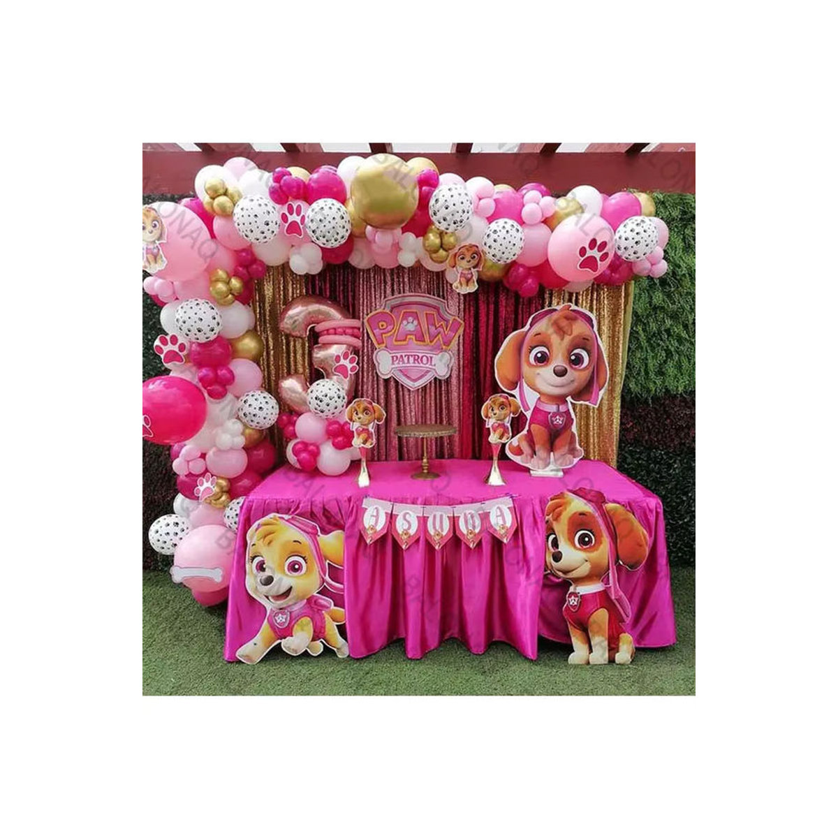 114 Stück PAW Patrol Folienballons Set in Rosa mit Zahlenballons für deine Geburtstagsparty und Babyparty mit Chase und Skye - Bild 3
