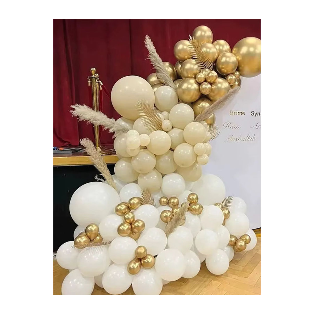 114-teiliges Latex-Ballon-Set in Beige, Gold und Weiß für deine Dekoration bei Geburtstagen, Hochzeiten oder zum Valentinstag - Bild 3