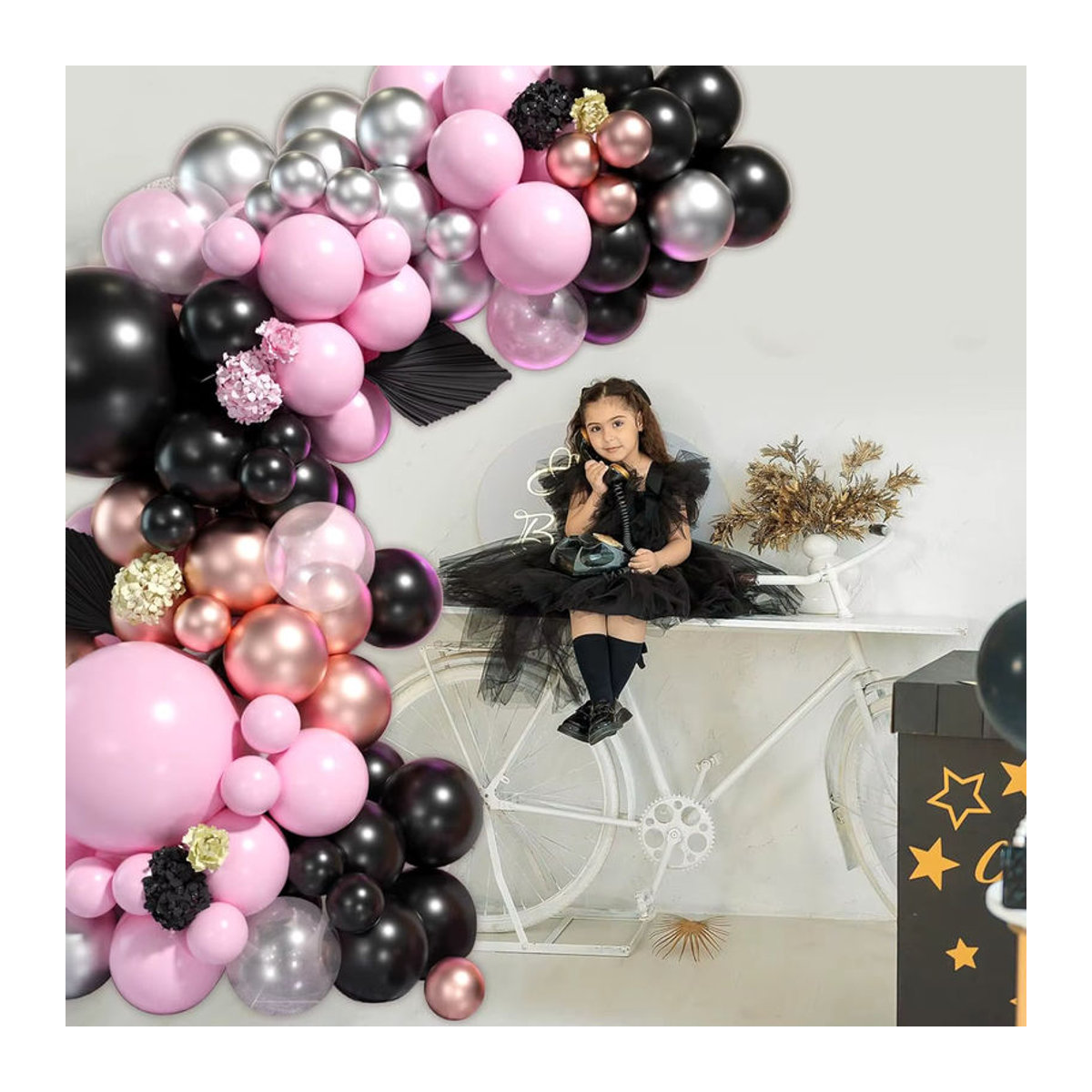 119-teiliges Latex-Ballon-Set in Rosa und Schwarz für Geburtstag, Hochzeit und Valentinstag - Bild 5