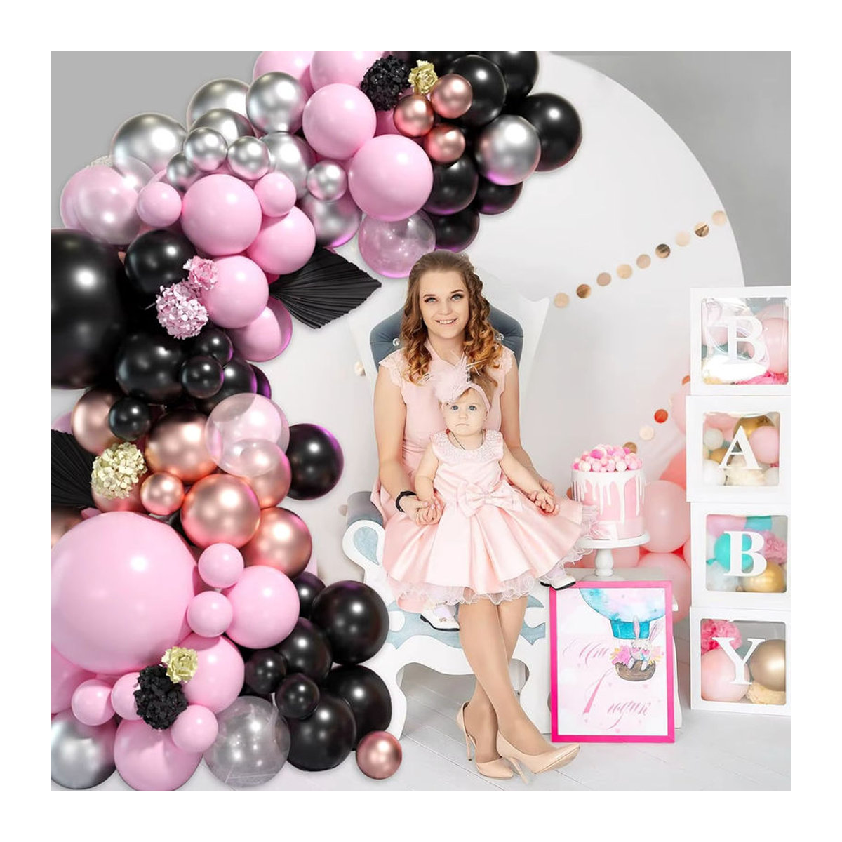119-teiliges Latex-Ballon-Set in Rosa und Schwarz für Geburtstag, Hochzeit und Valentinstag - Bild 6