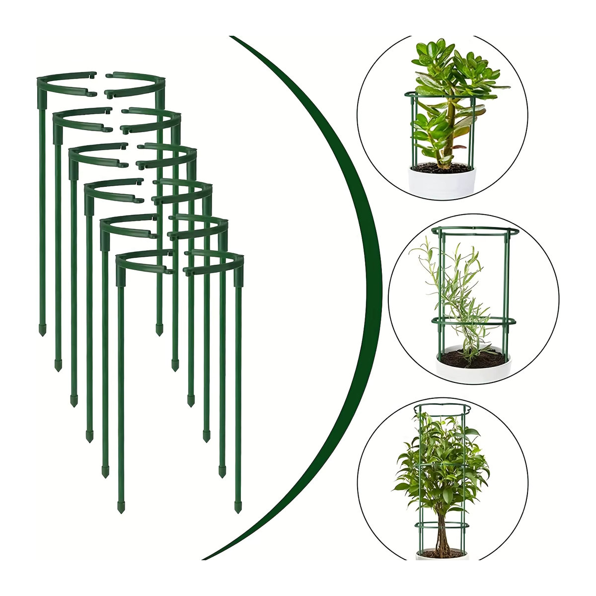 12/20 Stück halbrunde Pflanzenstützpfähle für Innen- und Außenpflanzen wie Tomaten, Monstera, Pfingstrosen und Hortensien - Bild 2