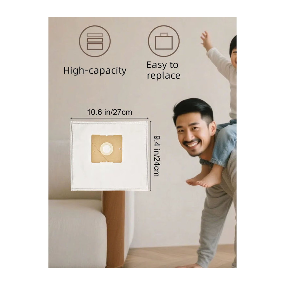 12 Heloxyo Staubsaugerbeutel in Beige für AEG-Electrolux Berry AB 3450, 3455, 3465, 3468, 3475/H - Bild 4