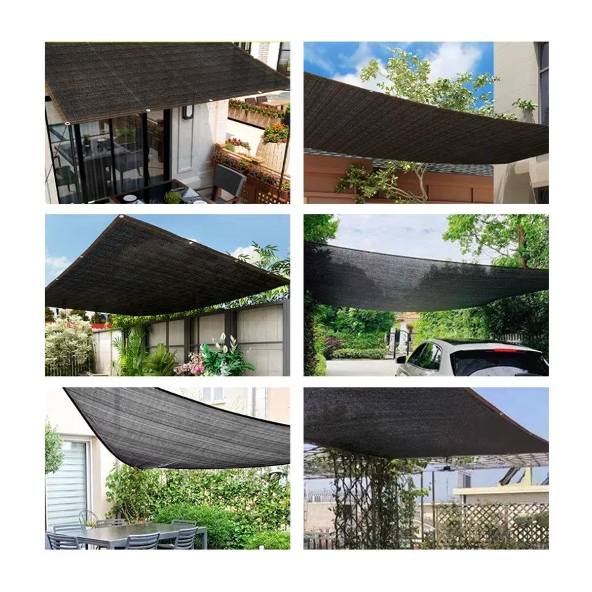 12-poliger schwarzer Sonnenschirm als UV-Schutznetz für Garten, Balkon und Gewächshaus - Bild 2