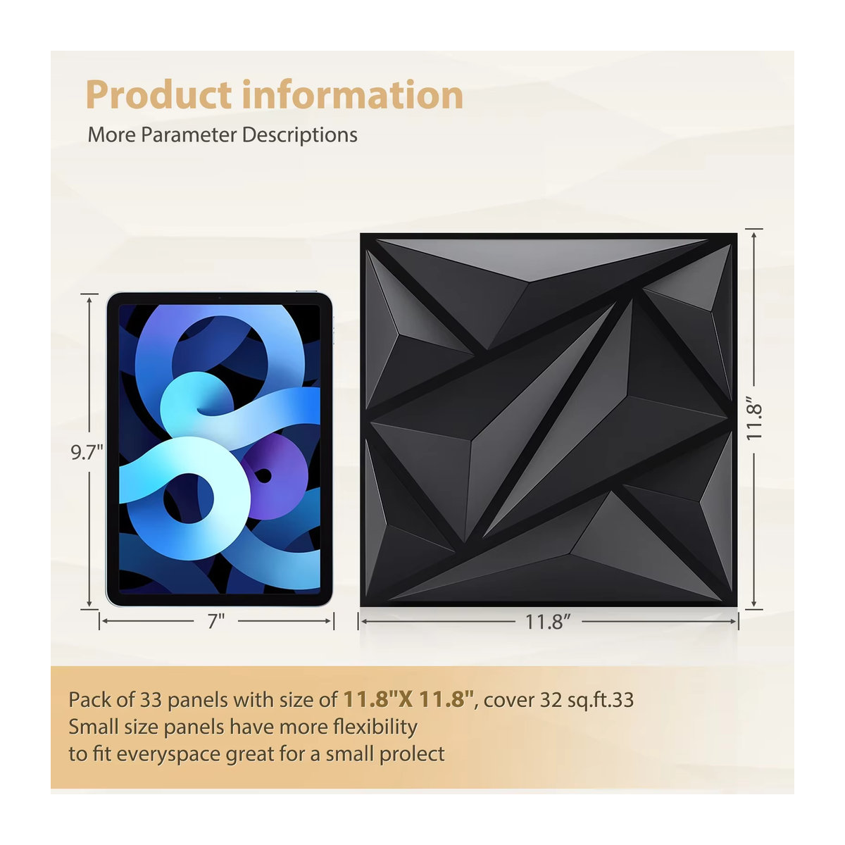 12 Stück 3D Wandpaneele mit geometrischer Struktur in Schwarz für die moderne Innenwanddekoration - Bild 2