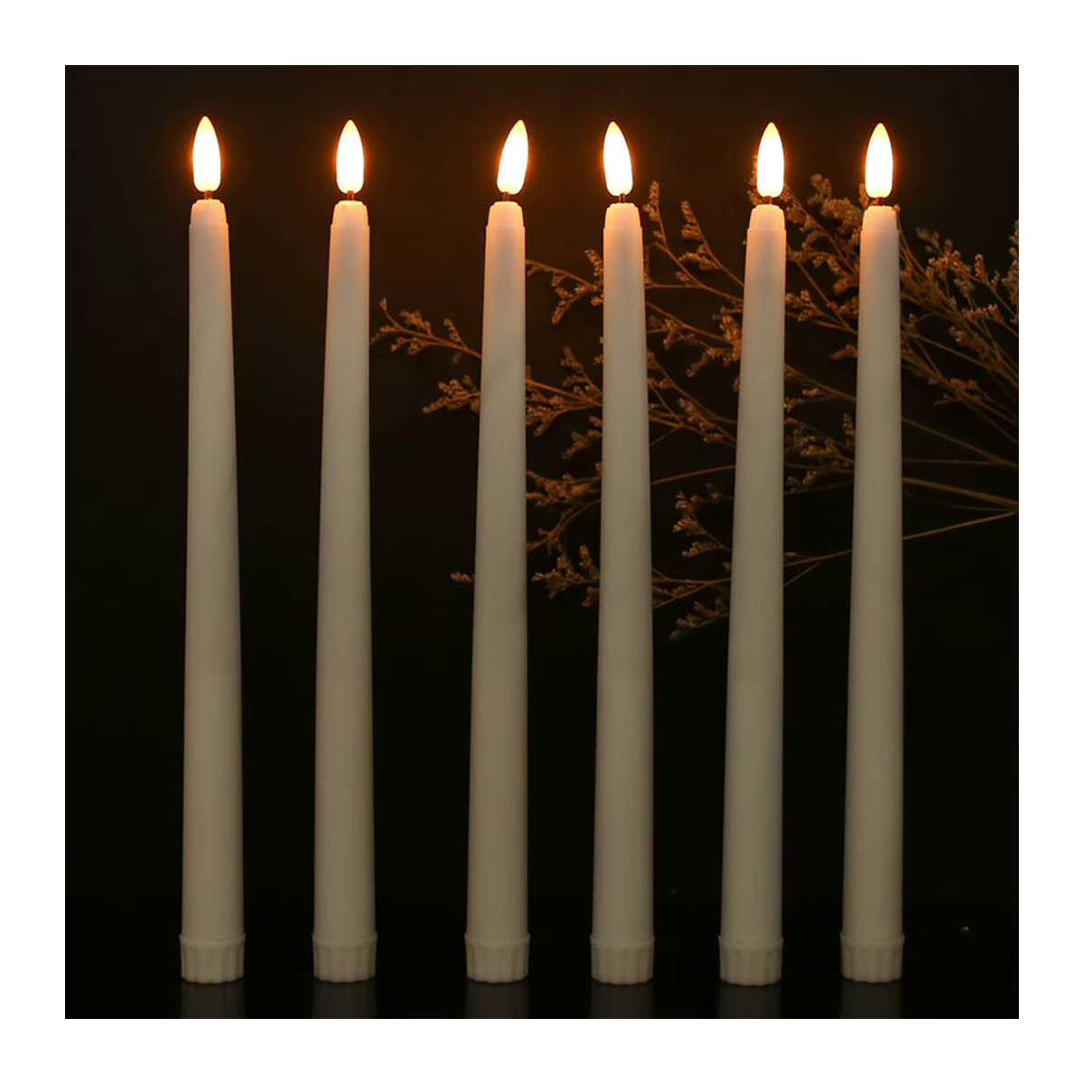 12 Stück batteriebetriebene LED-Spitzkerzen in Weiß mit Flackereffekt und Fernbedienung für Halloween, Weihnachten und Hochzeiten - Bild 4