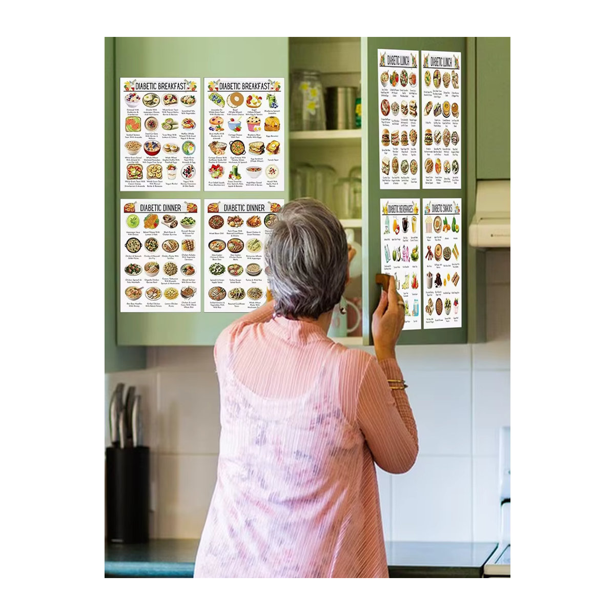 12 Stück Diabetiker-Mahlzeitenplaner in Weiß, minimalistische Lebensmitteltafel aus Papier für Frühstück, Mittagessen, Abendessen und Snacks - Bild 4