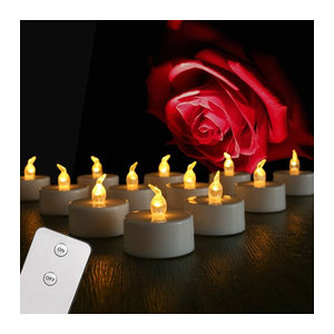 12 Stück flammenlose LED-Teelichter in Weiß mit Flackereffekt und Fernbedienung für Halloween und Weihnachten