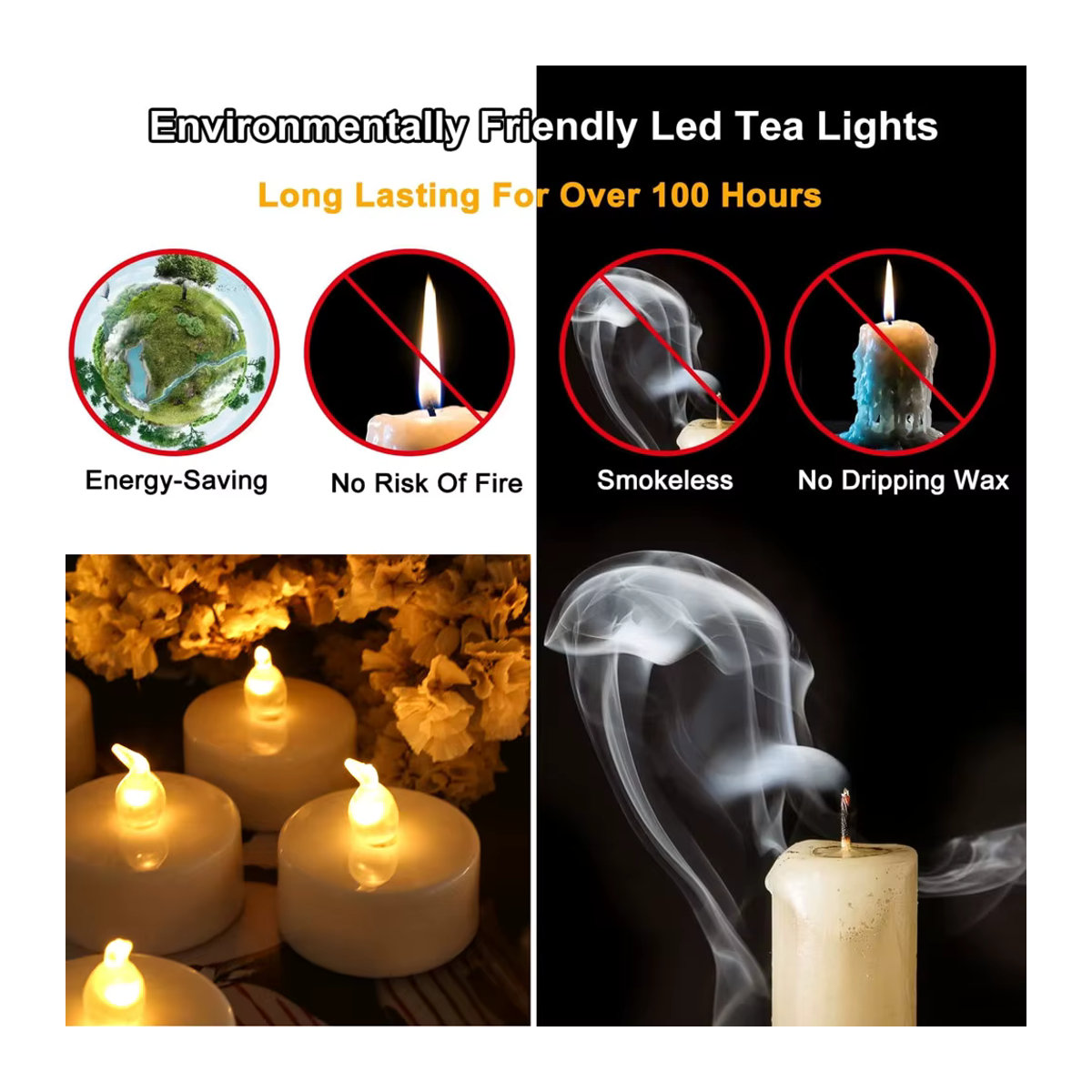 12 Stück flammenlose LED-Teelichter in Weiß mit Flackereffekt und Fernbedienung für Halloween und Weihnachten - Bild 2