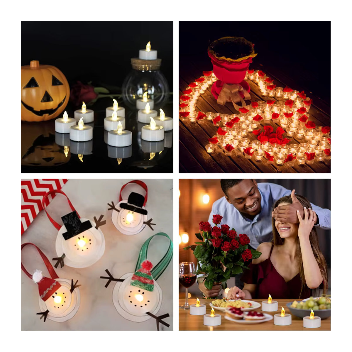 12 Stück flammenlose LED-Teelichter in Weiß mit Flackereffekt und Fernbedienung für Halloween und Weihnachten - Bild 6
