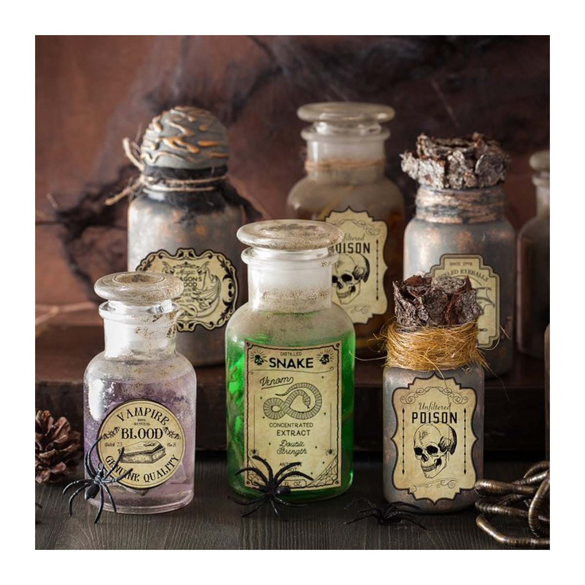 12 Stück Halloween Retro Horror Gothic Weinflaschenetiketten Aufkleber Vintage Hexe Graffiti Trank Aufkleber in Mehrfarbig - Bild 1
