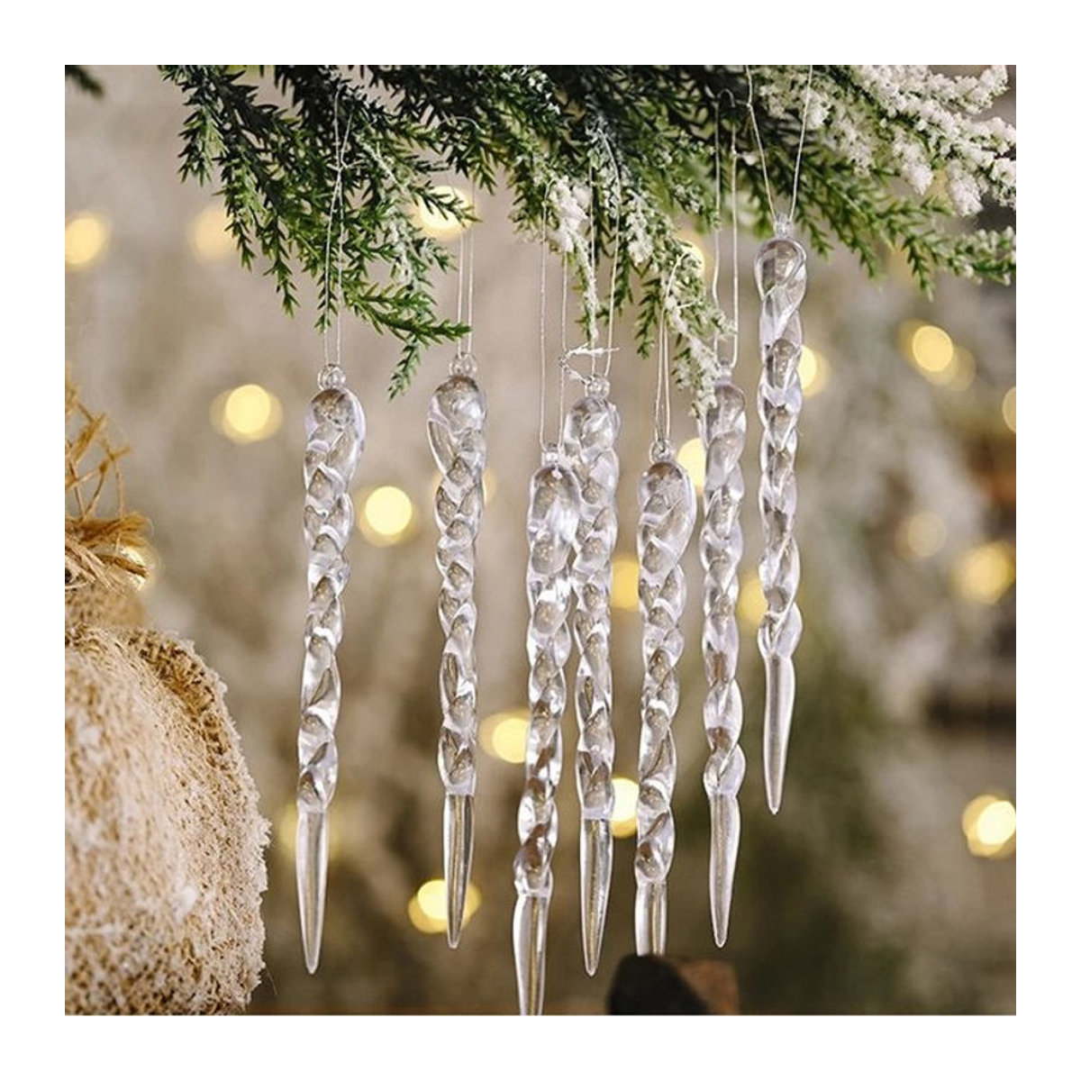 12 Stück joy-enlife Weihnachts Eiszapfen Hängeornamente aus Kunststoff, transparent, Winter Dekoration für den Weihnachtsbaum - Bild 1