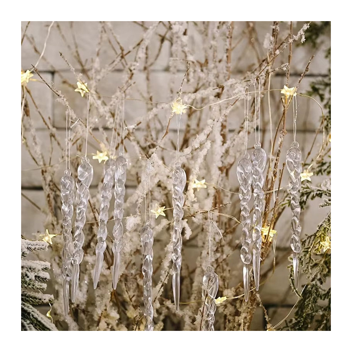 12 Stück joy-enlife Weihnachts Eiszapfen Hängeornamente aus Kunststoff, transparent, Winter Dekoration für den Weihnachtsbaum - Bild 2