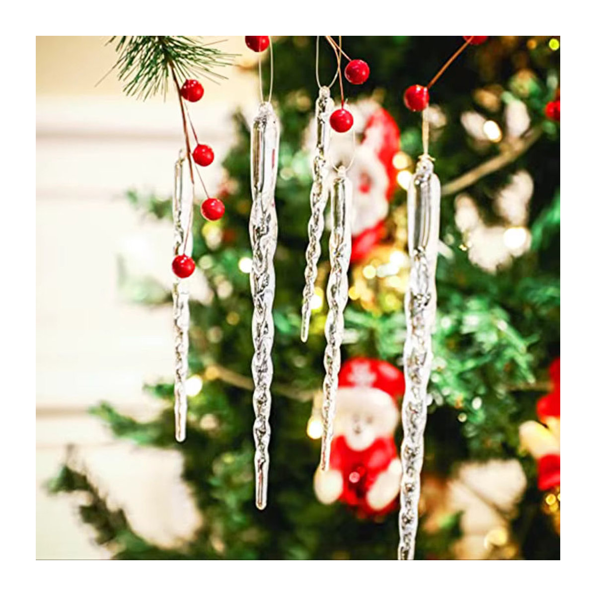 12 Stück joy-enlife Weihnachts Eiszapfen Hängeornamente aus Kunststoff, transparent, Winter Dekoration für den Weihnachtsbaum - Bild 4
