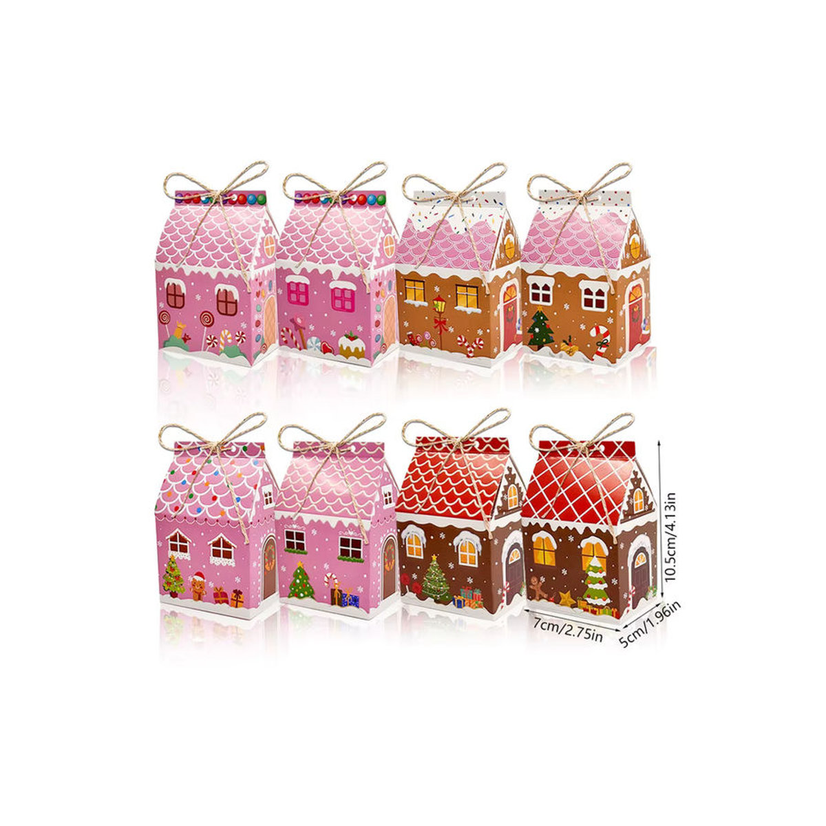 12 Stück kleine Weihnachts-Lebkuchen-Leckerli-Boxen aus Kraftpapier in Braun und Mehrfarbig für deine Weihnachtsdekoration - Bild 6