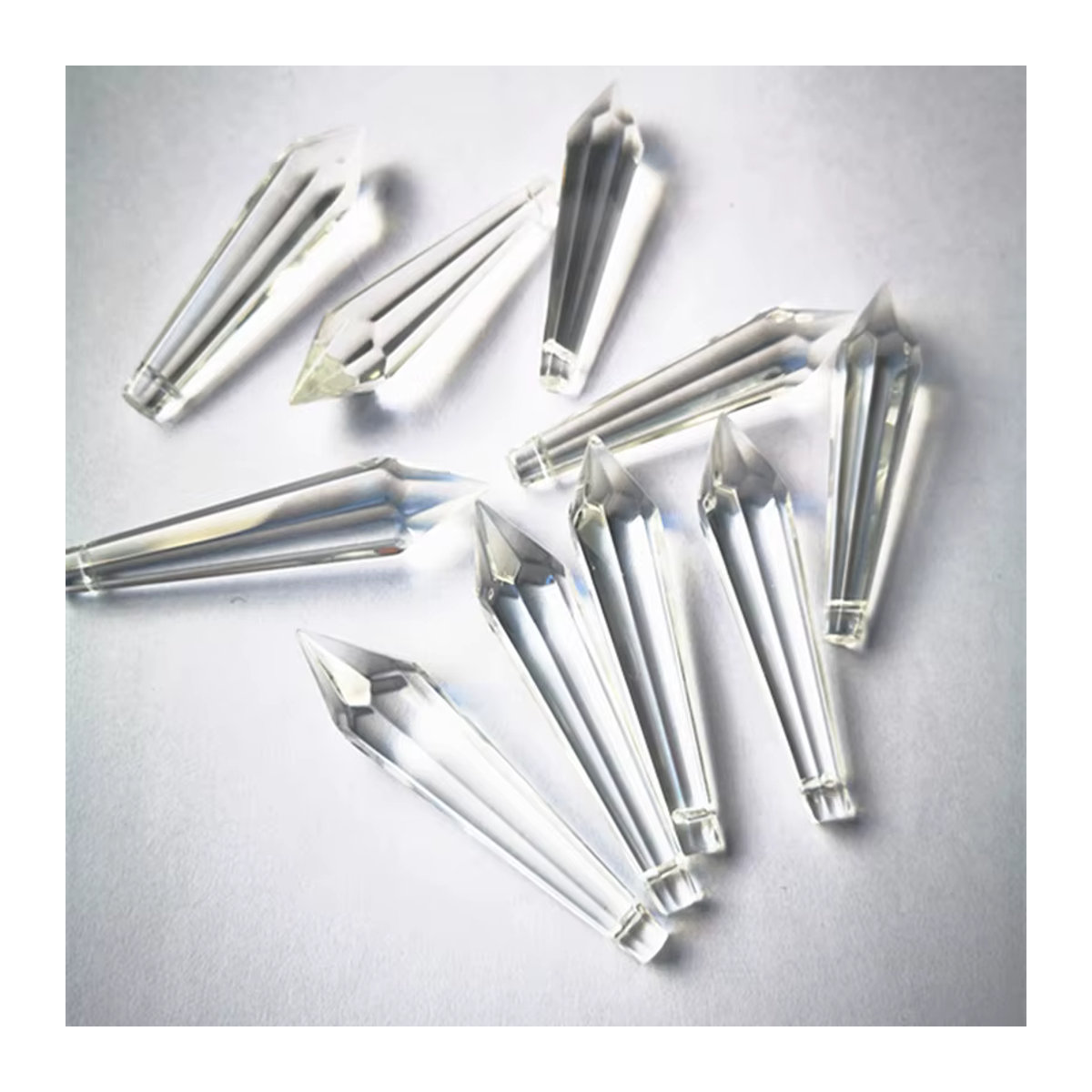 12 Stück Kristallglas Kronleuchterprismen in Tropfenform, transparent, Durchmesser: 63 mm - Bild 2