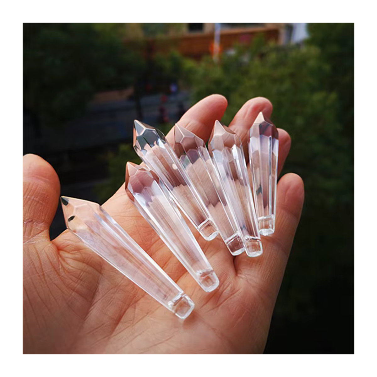 12 Stück Kristallglas Kronleuchterprismen in Tropfenform, transparent, Durchmesser: 63 mm - Bild 4