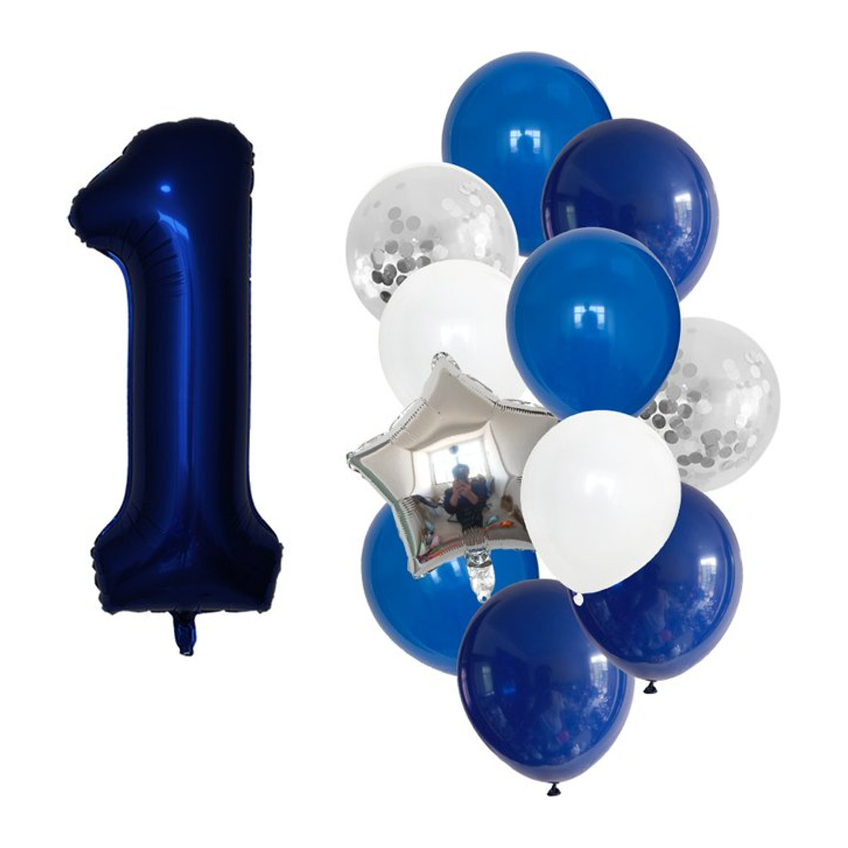 12 Stück KUKUZHU Folienballons in Marineblau mit Zahlen 1 2 3 und Konfetti für die Baby Jungen Geburtstagsparty Dekoration - Bild 1
