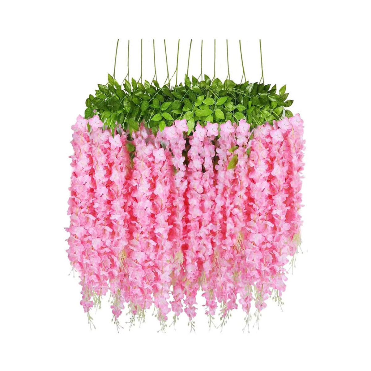 12 Stück künstliche Glyzinien als hängende Rattan-Girlande in Rosa für deine Hochzeits- und Wanddekoration - Bild 2