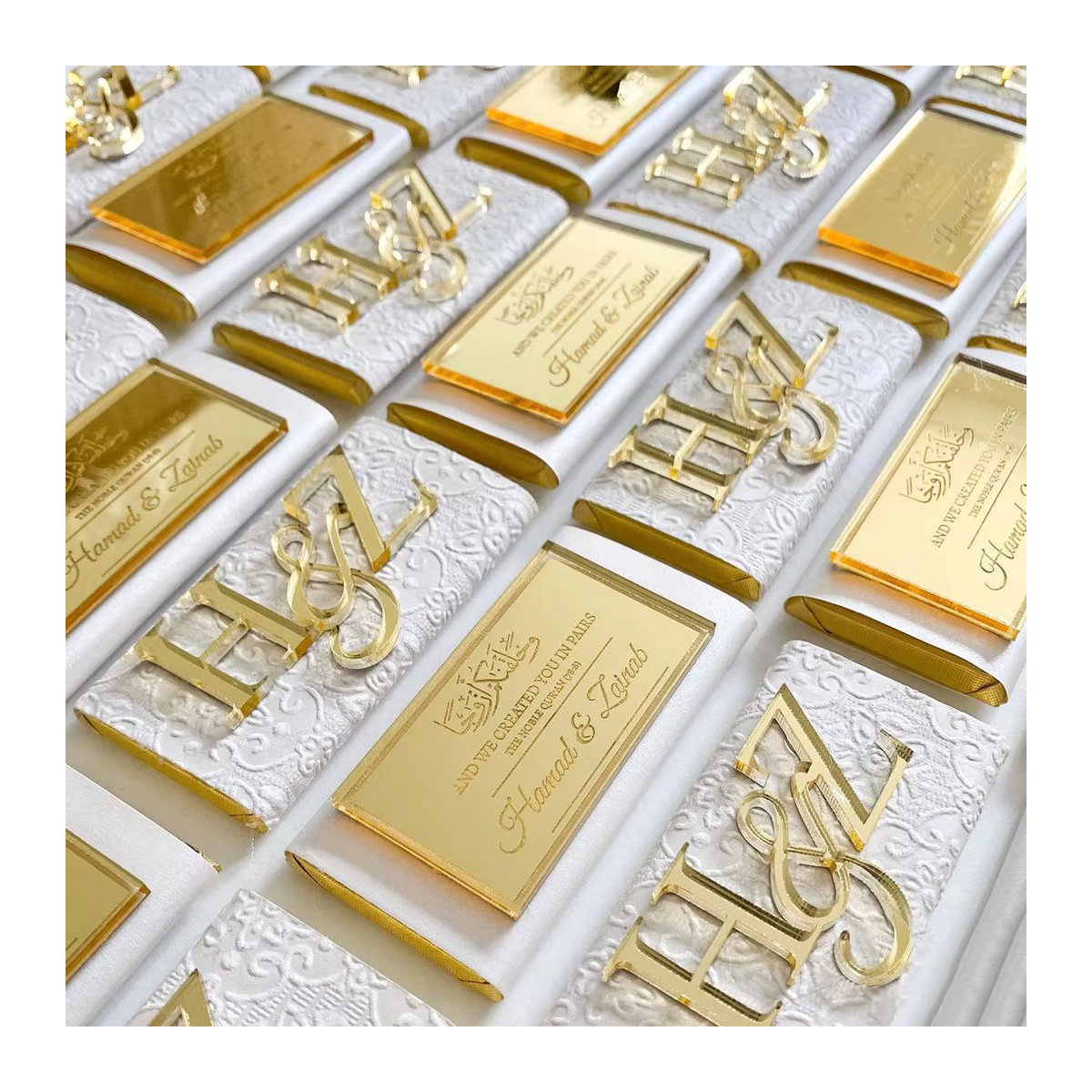 12 Stück personalisierte Braut und Bräutigam Initialen aus Metall in Gold, Schwarz und Weiß für deine Hochzeit - Bild 3