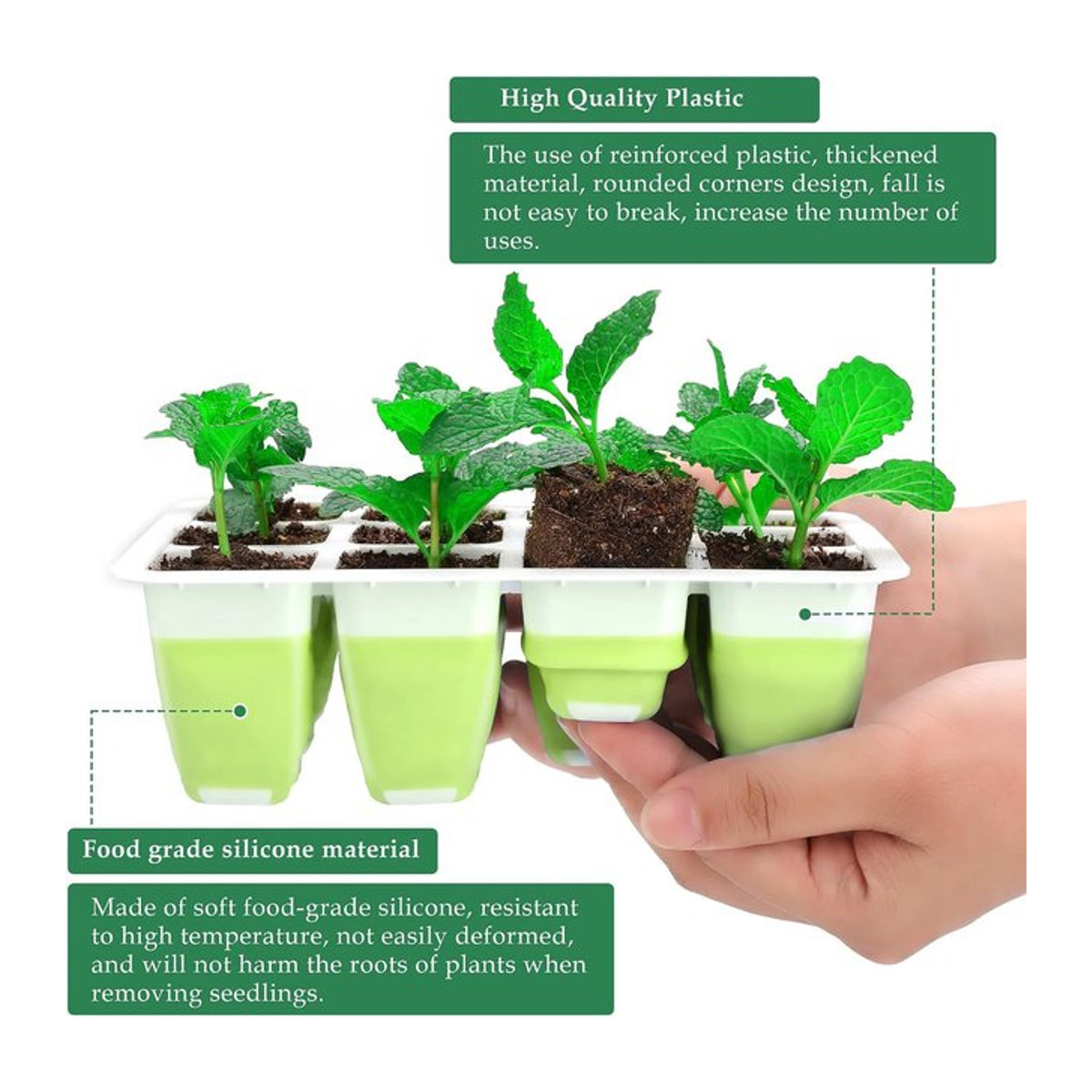 12 Stück Silikon Pflanztöpfe für Setzlinge mit atmungsaktivem Design und Drainagelöchern zum Anpflanzen von Blumen und Gemüse - Bild 1