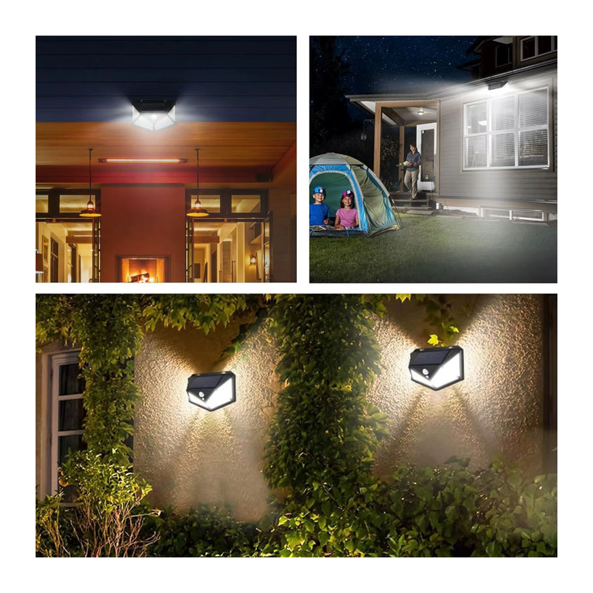 12 Stück Solarwandleuchten mit 100 LED und Bewegungsmelder in Schwarz, wasserdichte Außenleuchten mit 3 Modi für Garten, Hof und Garage - Bild 6