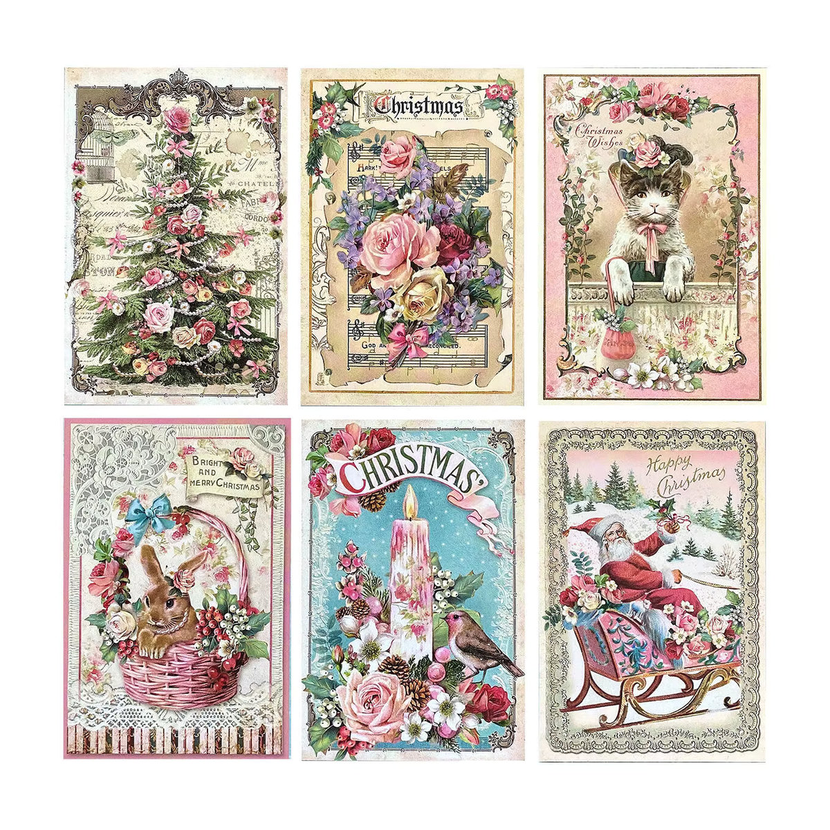 12 Stück Tissy Wein Flaschen Aufkleber Rosa Vintage Santa Claus Design aus Papier für Weihnachtsdekoration - Bild 5