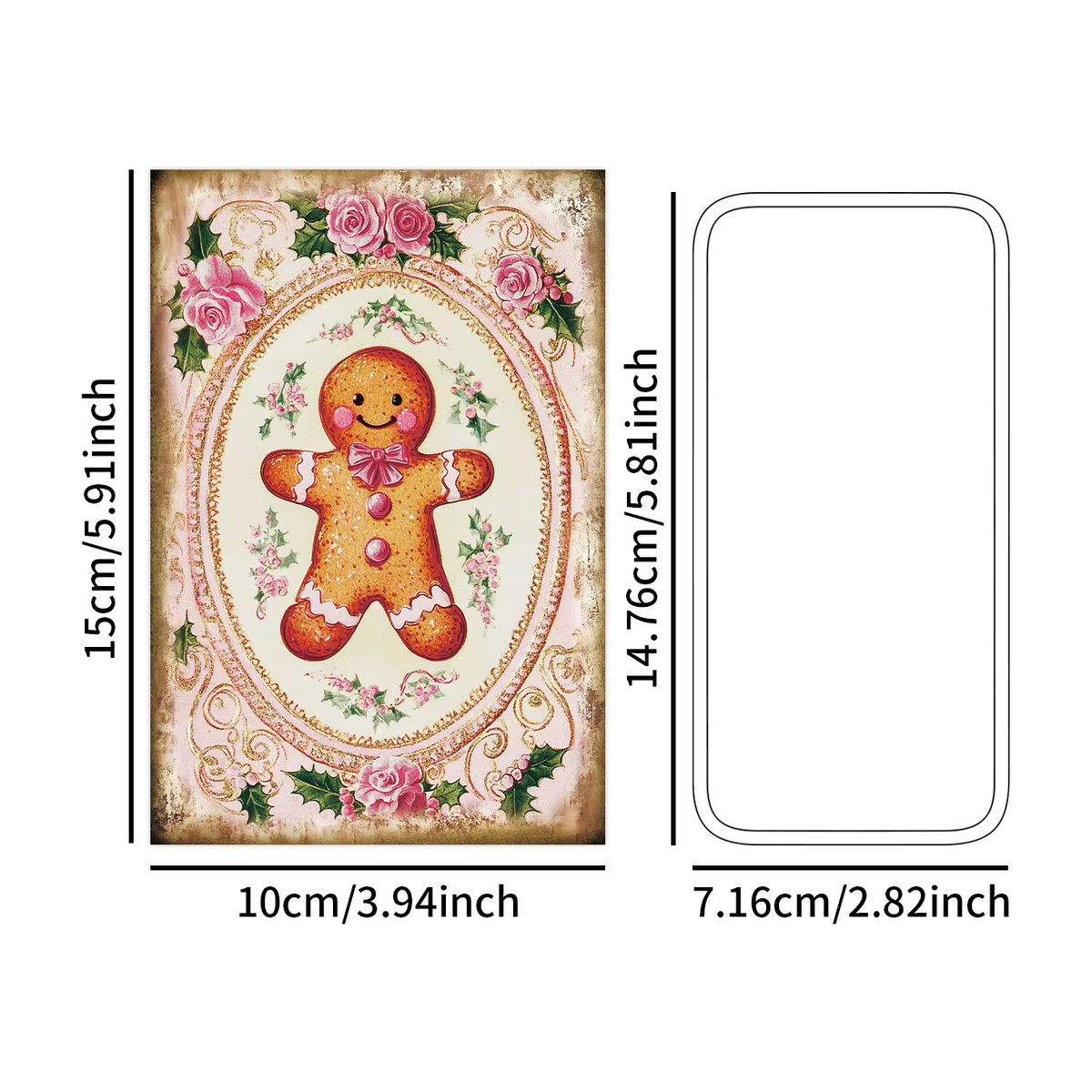 12 Stück Vintage Weihnachtskarten im Shabby Chic Design, Rosa Weihnachtsmann Postkarten-Set aus Papier mit floralen Motiven zur Weihnachtsdekoration - Bild 3